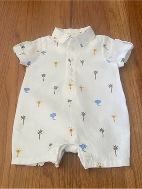 Janie and Jack Linen Safari Baby Boy One Piece